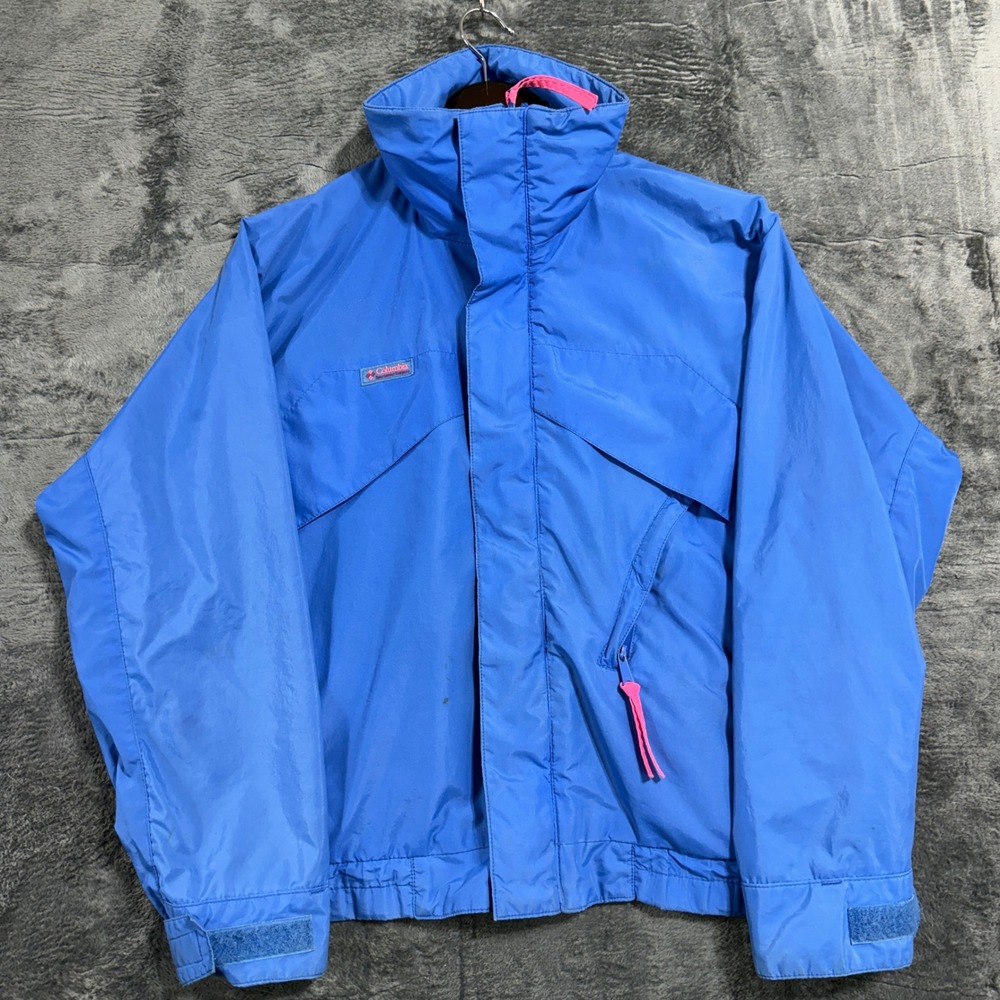 Columbia‎ Whirlbird Jacket Mens S Blue Pink Vintage Radial Sleeve Shell